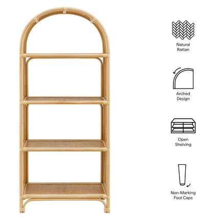 Modway EEI-7363 Celeste 67 Inch Tall Arched Natural Rattan Bookshelf Modway