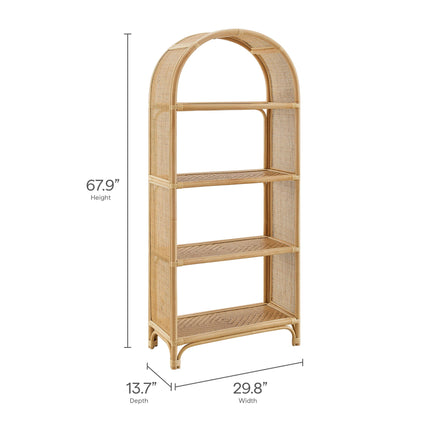 Modway EEI-7363 Celeste 67 Inch Tall Arched Natural Rattan Bookshelf Modway