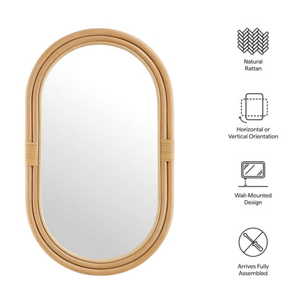 Modway EEI-7364 Corsica Oval Rattan Wall Mirror Modway