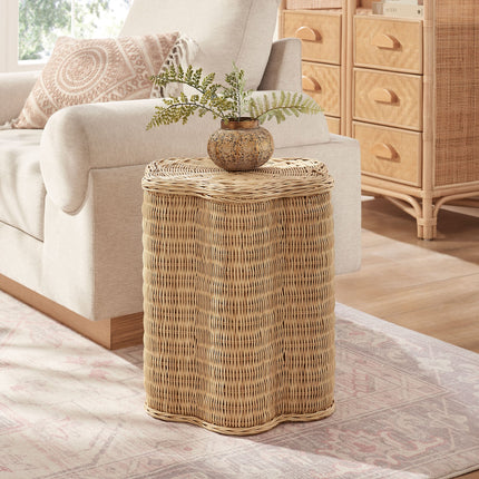 Modway EEI-7366 Erika Scalloped Natural Rattan Side Table Modway