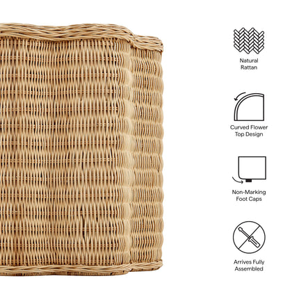 Modway EEI-7366 Erika Scalloped Natural Rattan Side Table Modway