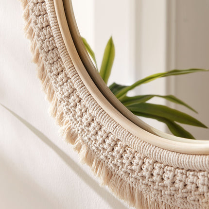 Modway EEI-7367 Jade Round Rattan Macrame Wall Mirror Modway