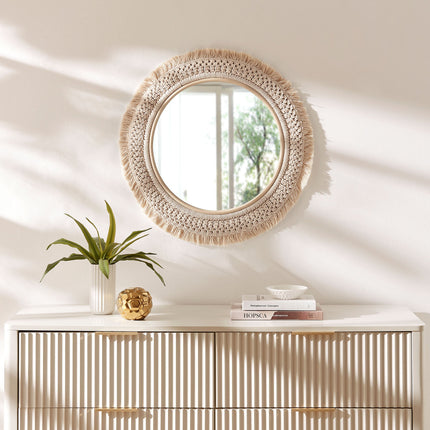 Modway EEI-7367 Jade Round Rattan Macrame Wall Mirror Modway