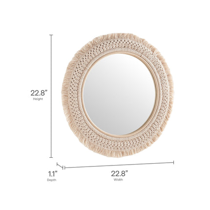 Modway EEI-7367 Jade Round Rattan Macrame Wall Mirror Modway
