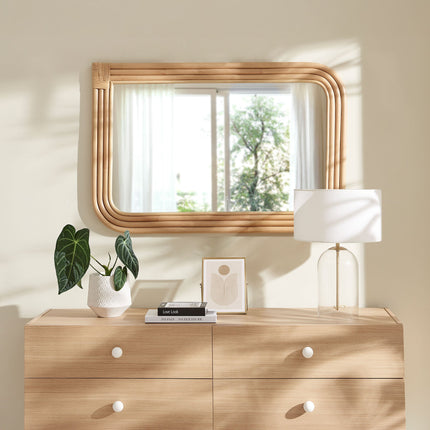 Modway EEI-7368 Corsica Curved Rectangle Rattan Wall Mirror Modway