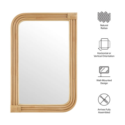 Modway EEI-7368 Corsica Curved Rectangle Rattan Wall Mirror Modway