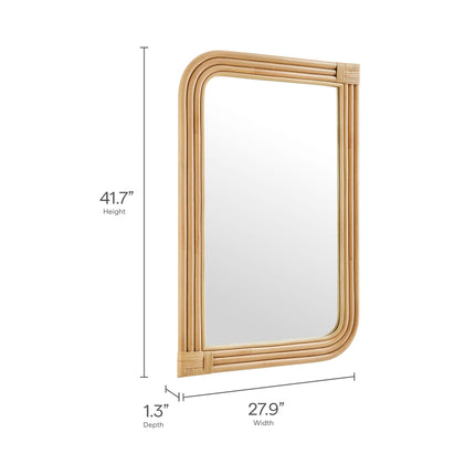 Modway EEI-7368 Corsica Curved Rectangle Rattan Wall Mirror Modway