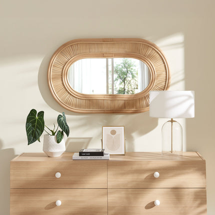Modway EEI-7369 Sovana Oval Rattan Wall Mirror - Plaza Home Decor
