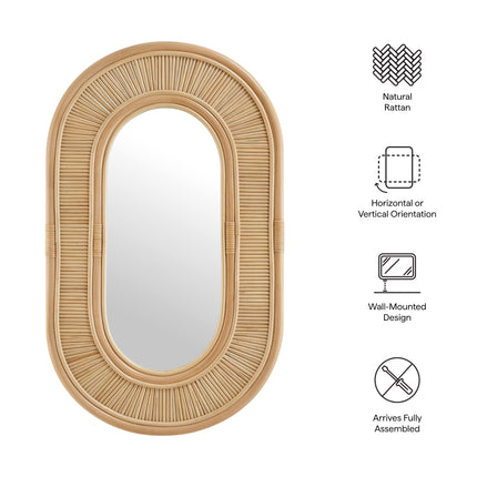 Modway EEI-7369 Sovana Oval Rattan Wall Mirror - Plaza Home Decor