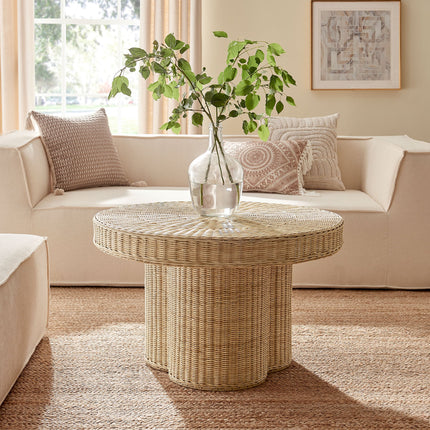 Modway EEI-7370 Ainsley 32 Inch Round Natural Rattan Coffee Table Modway