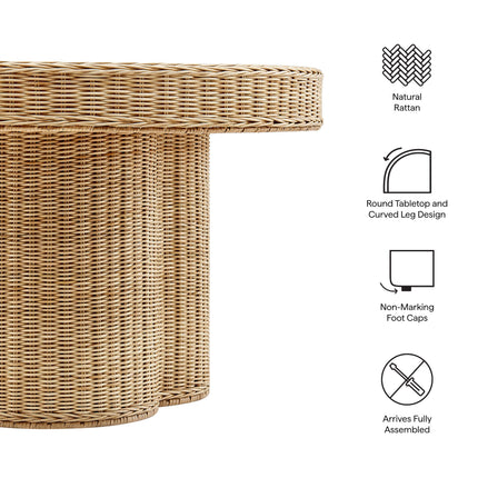 Modway EEI-7370 Ainsley 32 Inch Round Natural Rattan Coffee Table Modway