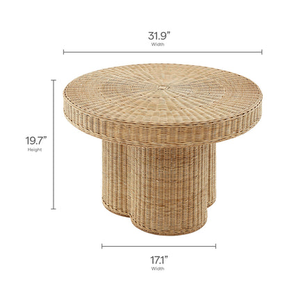 Modway EEI-7370 Ainsley 32 Inch Round Natural Rattan Coffee Table Modway