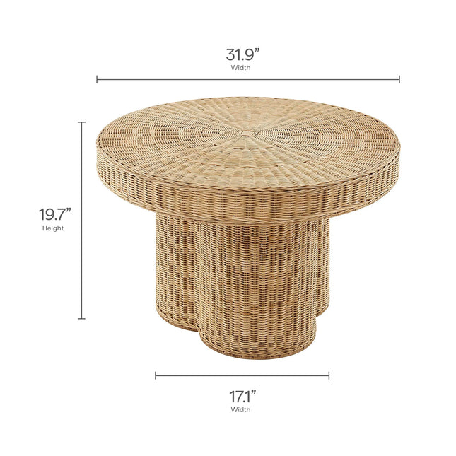 Modway EEI-7370 Ainsley 32 Inch Round Natural Rattan Coffee Table Modway