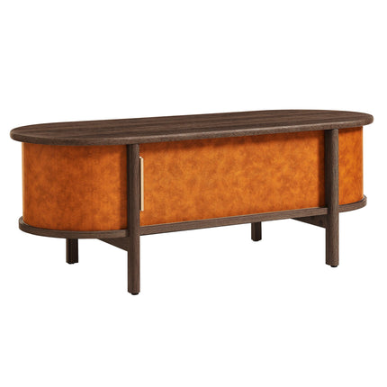 Modway EEI-7371 Coralie Curved Vegan Leather Oval Coffee Table Modway