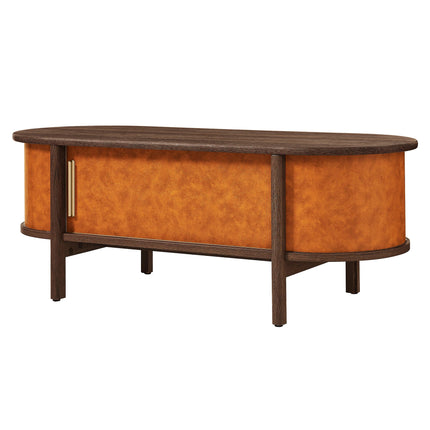 Modway EEI-7371 Coralie Curved Vegan Leather Oval Coffee Table Modway