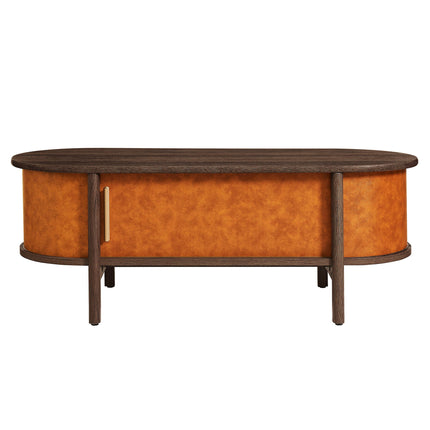 Modway EEI-7371 Coralie Curved Vegan Leather Oval Coffee Table Modway