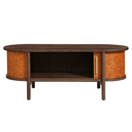 Modway EEI-7371 Coralie Curved Vegan Leather Oval Coffee Table Modway