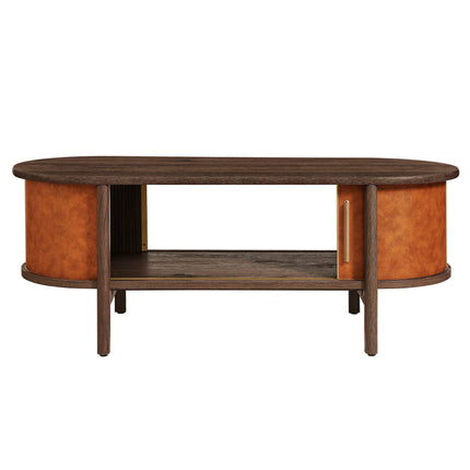 Modway EEI-7371 Coralie Curved Vegan Leather Oval Coffee Table Modway