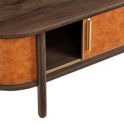 Modway EEI-7371 Coralie Curved Vegan Leather Oval Coffee Table Modway