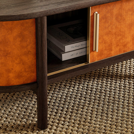 Modway EEI-7371 Coralie Curved Vegan Leather Oval Coffee Table Modway