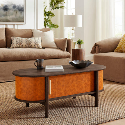 Modway EEI-7371 Coralie Curved Vegan Leather Oval Coffee Table Modway