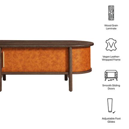 Modway EEI-7371 Coralie Curved Vegan Leather Oval Coffee Table Modway