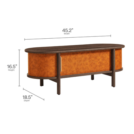 Modway EEI-7371 Coralie Curved Vegan Leather Oval Coffee Table Modway