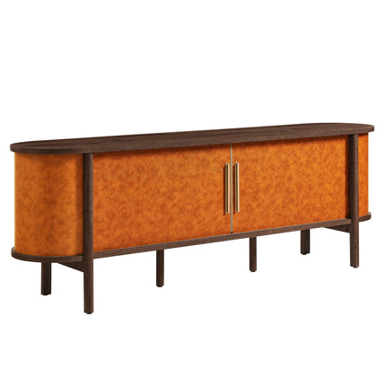 Modway EEI-7372 Coralie Curved 71" Vegan Leather Oval TV Stand Modway