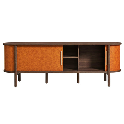 Modway EEI-7372 Coralie Curved 71" Vegan Leather Oval TV Stand Modway