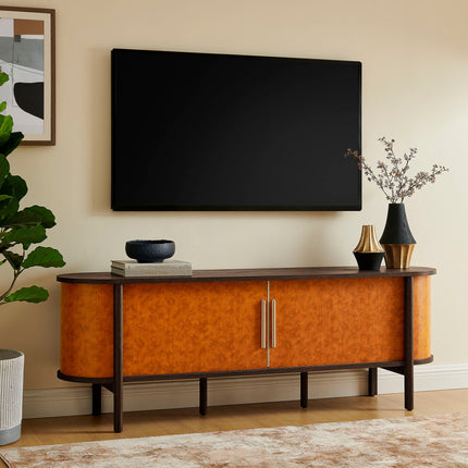 Modway EEI-7372 Coralie Curved 71" Vegan Leather Oval TV Stand Modway
