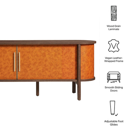 Modway EEI-7372 Coralie Curved 71" Vegan Leather Oval TV Stand Modway