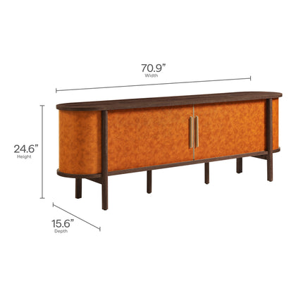 Modway EEI-7372 Coralie Curved 71" Vegan Leather Oval TV Stand Modway