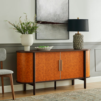 Modway EEI-7373 Coralie Curved Vegan Leather Oval Sideboard Modway