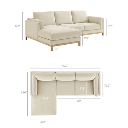 Modway EEI-7374 Roscoe Left-Facing Fabric Sectional Sofa with Chaise Modway
