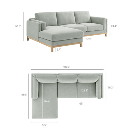 Modway EEI-7374 Roscoe Left-Facing Fabric Sectional Sofa with Chaise Modway