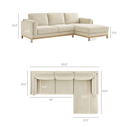 Modway EEI-7375 Roscoe Right-Facing Fabric Sectional Sofa with Chaise Modway