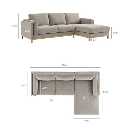 Modway EEI-7375 Roscoe Right-Facing Fabric Sectional Sofa with Chaise Modway