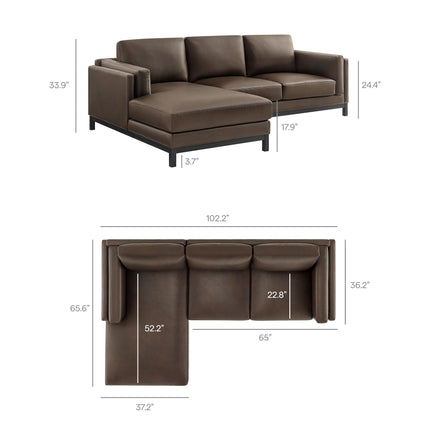 Modway EEI-7376 Roscoe Left-Facing Vegan Leather Sectional Sofa with Chaise Modway