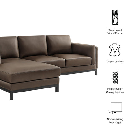 Modway EEI-7376 Roscoe Left-Facing Vegan Leather Sectional Sofa with Chaise Modway