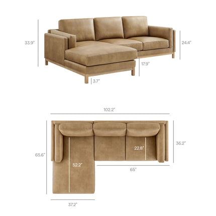 Modway EEI-7376 Roscoe Left-Facing Vegan Leather Sectional Sofa with Chaise Modway
