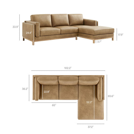 Modway EEI-7377 Roscoe Right-Facing Vegan Leather Sectional Sofa with Chaise Modway
