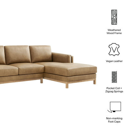 Modway EEI-7377 Roscoe Right-Facing Vegan Leather Sectional Sofa with Chaise Modway