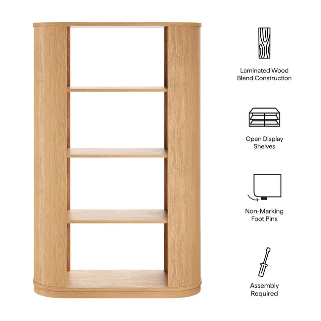 Modway EEI-7378 Aspect 74 Inch Curved 4 Tier Bookshelf Modway