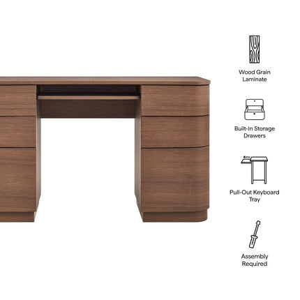 Modway EEI-7436 Mirae 55" 6-Drawer Curved Office Desk Modway