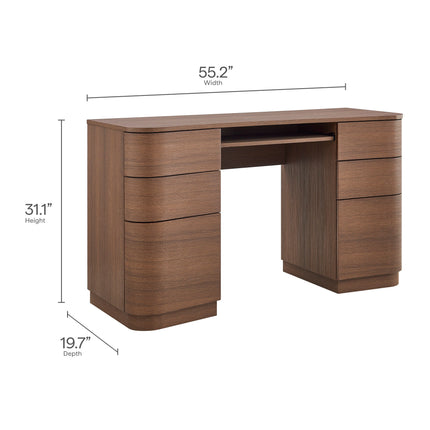 Modway EEI-7436 Mirae 55" 6-Drawer Curved Office Desk Modway