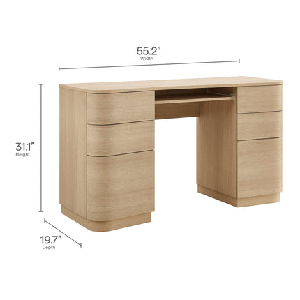 Modway EEI-7436 Mirae 55" 6-Drawer Curved Office Desk Modway