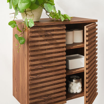 Modway EEI-7438-OAK Render Wall Mounted Bathroom Cabinet in Oak Modway