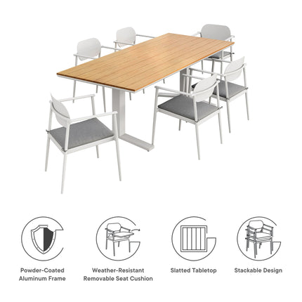 Modway EEI-7441 Aeris 7-Piece Outdoor Patio Aluminum Dining Set Modway