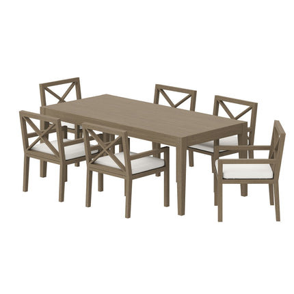 Modway EEI-7445 Northlake 7-Piece Outdoor Patio Teak Wood Dining Set Modway