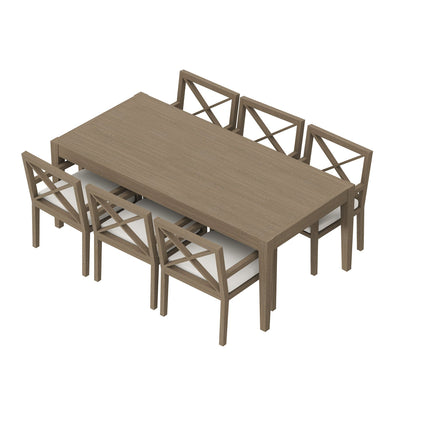 Modway EEI-7445 Northlake 7-Piece Outdoor Patio Teak Wood Dining Set Modway